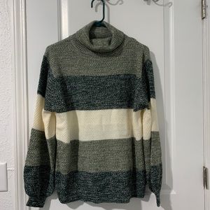 Zenana Balloon Sleeve Cowl Neck Sweater